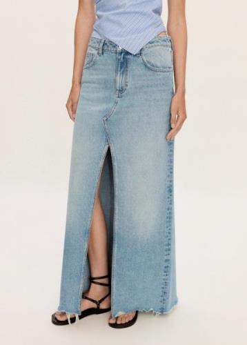 MANGO Denim Skirt With Frayed hem Kvinde Open Blue Maxi Nederdele Str ...