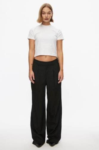 Oval Square Clyde Trousers Kvinde Black Pinstripe Wide Jeans Str L - h...