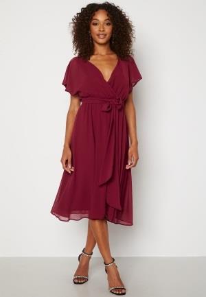 Goddiva Flutter Chiffon Dress Berry M (UK12)