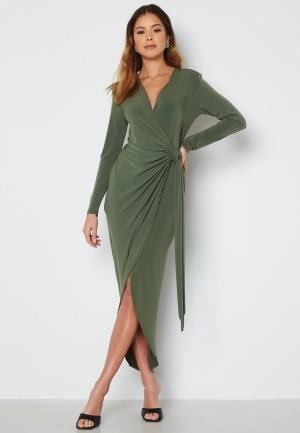 John Zack Long Sleeve Wrap Maxi Dress Khaki XXL (UK18)