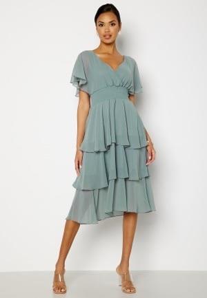 Goddiva Flutter Tiered Midi Dress Air Force Blue XL (UK16)