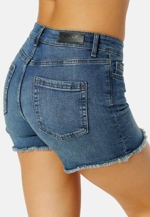 ONLY Blush Raw Denim Shorts Dark Blue Denim XS