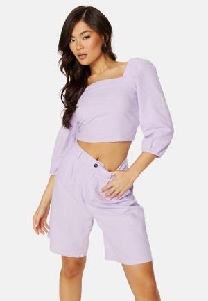 ONLY Caro 3/4 Balloon Linen Blend Top Pastel Lilac XS