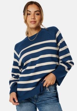 Object Collectors Item Ester LS Knit Top Estate Blue Strip sa XS