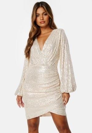 Bubbleroom Occasion Sparkling Wrap Dress Champagne XS