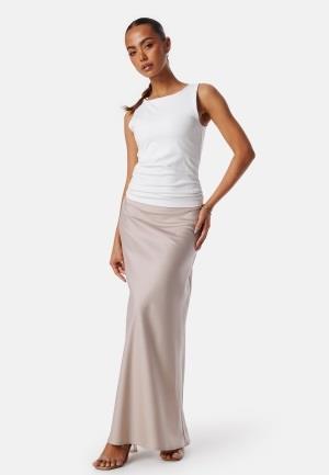 BUBBLEROOM Demi Maxi Satin Skirt Light nougat 44