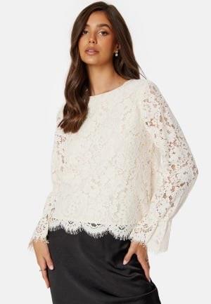 Y.A.S Perla LS Lace Top Whitecap Grey XS