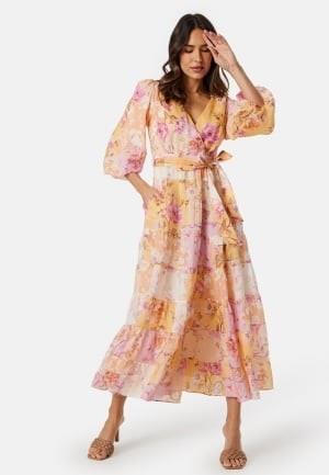FOREVER NEW Imogen Tiered Wrap Midi Dress Amora Patchwork 40