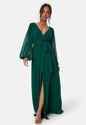 Goddiva Long Sleeve Chiffon Dress Green XS (UK8)