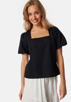 BUBBLEROOM Square Neck Cotton Blouse Black M