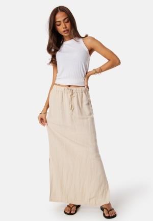 BUBBLEROOM Linen Blend Maxi Skirt Light beige M