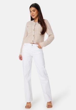 BUBBLEROOM Button Knitted Jacket Light beige/White XS