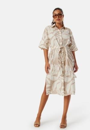 GANT Palm Print Linen Shirt Dress Beige 44
