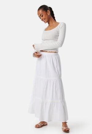 BUBBLEROOM Cotton Maxi Flounce Skirt White S