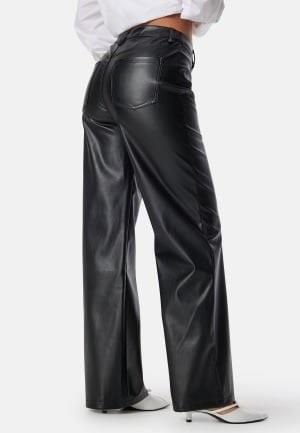 BUBBLEROOM Straight PU Trousers Black 34