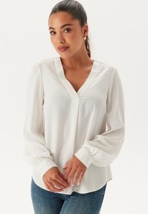 BUBBLEROOM V-neck Front Pleat Blouse White L