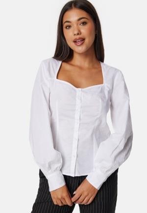 BUBBLEROOM Sweetheart Neck Poplin Shirt White 44