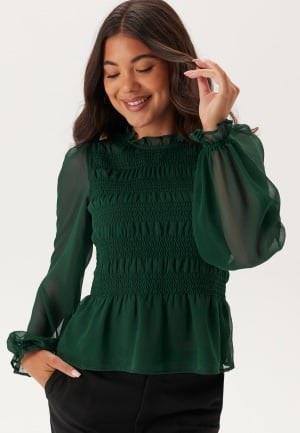 BUBBLEROOM Smock L/S Blouse Dark green XL