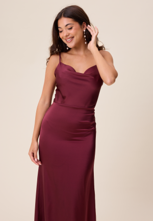 Bubbleroom Occasion Waterfall Satin Gown Wine-red 38