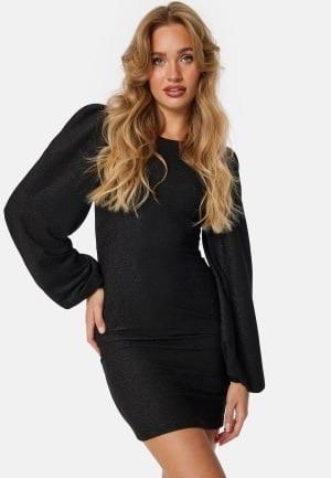 BUBBLEROOM Puff Sleeve Sparkling Dress Black XS