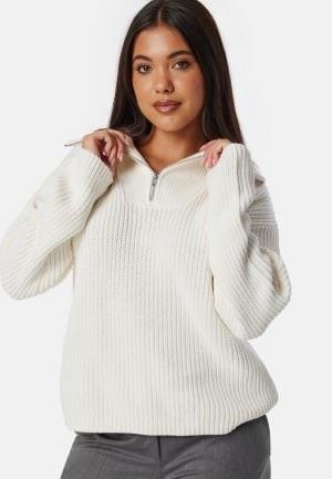 SELECTED FEMME Slfbloomie Ls Knit Half Zip Snow White M