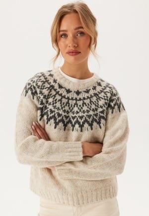 VILA Viejla O-neck L/S JACQUARD KNI Super Light Natural Me Pattern XS