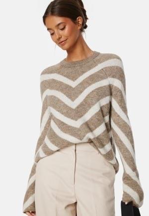 ONLY Onleliza L/S Pullover Knit Mermaid Stripes:WHITECAP GRAY S