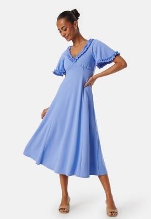 Goddiva Flutter Sleeve Frilly Midi Dre Cornflower XL (UK16)