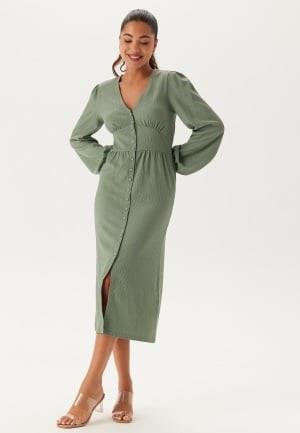 BUBBLEROOM Structure Button Midi Dress Dusty green XL