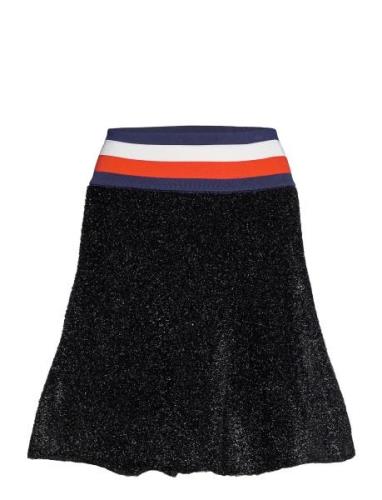 Lurex Flare Skirt Kort Nederdel Black Tommy Hilfiger