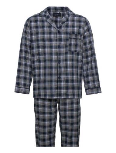 Mens Flanell Pyjama Pyjamas Nattøj Blue TOPECO