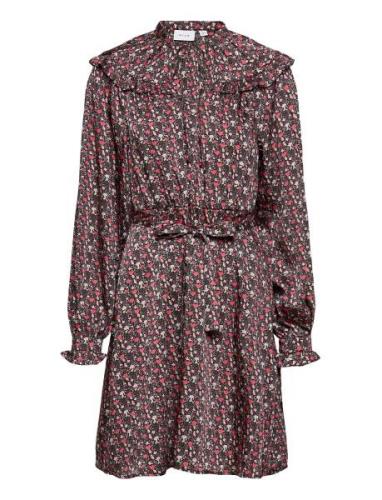Vibonja L/S Ruffle Short Dress Kort Kjole Multi/patterned Vila