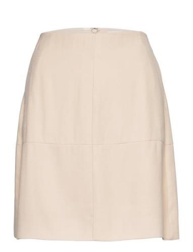 Viscose Twill Mini Skirt Kort Nederdel Beige Calvin Klein