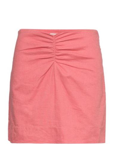 Sally Linen Skirt Kort Nederdel Pink Gina Tricot