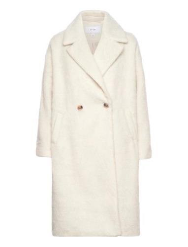 Vialissi L/S Long Coat/Pb Outerwear Coats Winter Coats Cream Vila