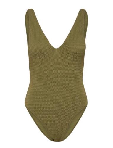 Seadive Deep V Neck Piece Badedragt Badetøj Khaki Green Seafolly