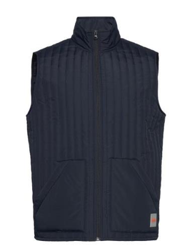 Vertical Quilted Waistcoat Vest Navy Lindbergh