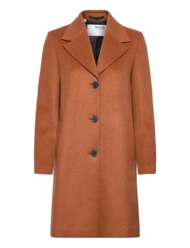 Slfnew Sasja Wool Coat B Noos Outerwear Coats Winter Coats Brown Selec...