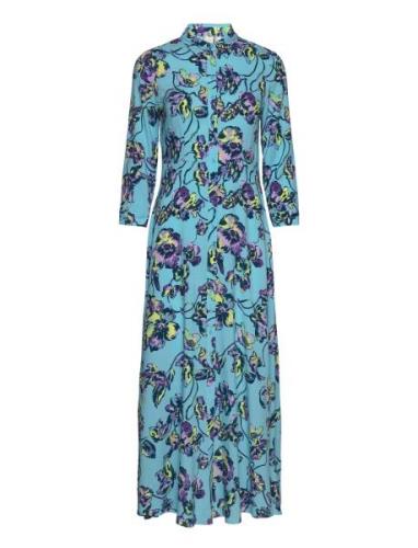 Yassavanna Long Shirt Dress S. Noos Maxikjole Festkjole Blue YAS