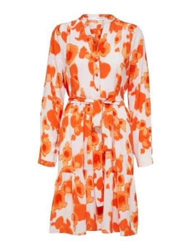 Slfmivi Ls Short Aop Dress B Kort Kjole Orange Selected Femme