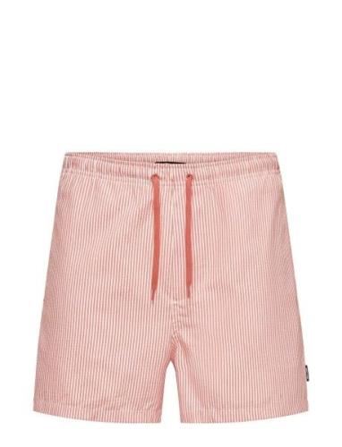 Onsted Stripe Seersucker Swim Noos Badeshorts Red ONLY & SONS