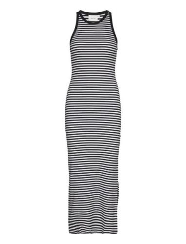 Drewgz Striped Sl Long Dress Maxikjole Festkjole Black Gestuz