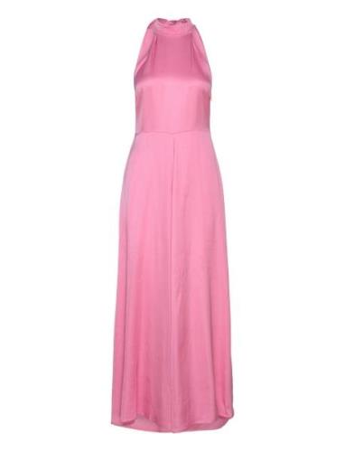 Slfregina Halterneck Ankle Dress B Maxikjole Festkjole Pink Selected F...