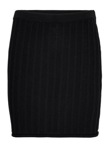 Cotton Rib Knit Skirt Kort Nederdel Black Filippa K