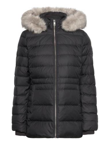 Tyra Down Jacket With Fur Foret Jakke Black Tommy Hilfiger