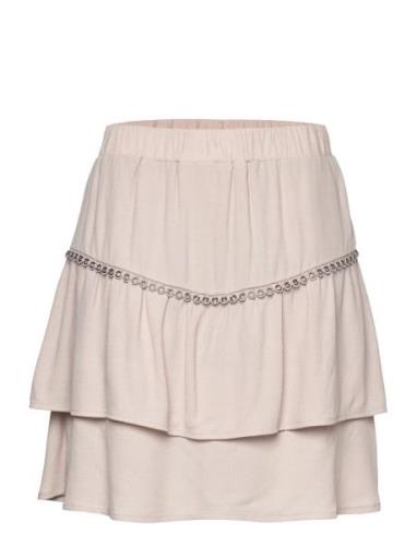 D6Chia Eyelet Mini Skirt Kort Nederdel Beige Dante6
