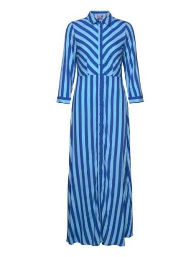 Yassavanna Long Shirt Dress S. Noos Maxikjole Festkjole Blue YAS