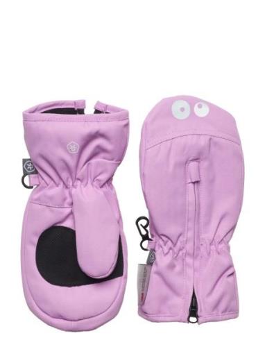 Mittens W. Zipper Accessories Gloves & Mittens Mittens Pink Color Kids