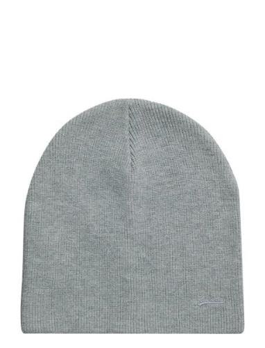 Knitted Logo Beanie Hat Accessories Headwear Beanies Grey Superdry