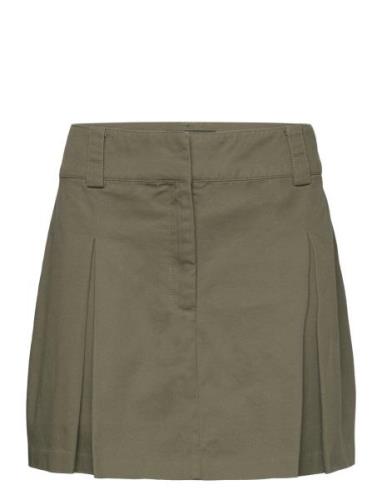 Pleated Mini-Skirt Kort Nederdel Khaki Green Mango
